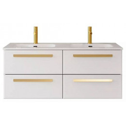 Cezares Тумба с раковиной Eco Cer-N 120 с 4 ящиками bianco lucido CZR-8073-120-2 ручки сатиновое золото