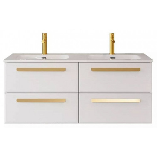 Cezares Тумба с раковиной Eco Cer-N 120 с 4 ящиками bianco lucido CZR-8073-120-2 ручки сатиновое золото