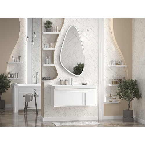 Brevita Тумба с раковиной Cascade 100 подвесная белая