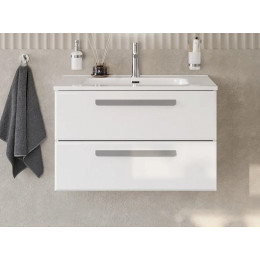 Cezares Тумба с раковиной Eco Cer-N 80 bianco opaco CZR-8095-80 ручки серые