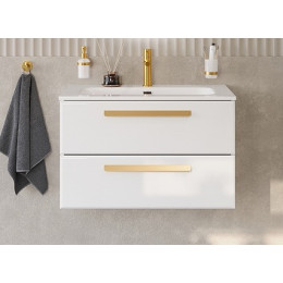 Cezares Тумба с раковиной Eco Cer-N 80 bianco opaco CZR-8073-80 ручки сатиновое золото
