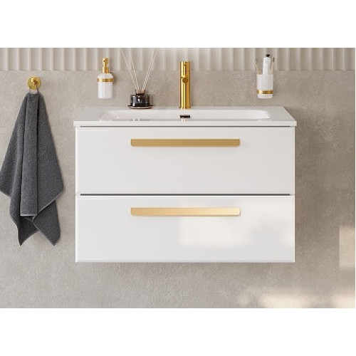 Cezares Тумба с раковиной Eco Cer-N 80 bianco opaco CZR-8073-80 ручки сатиновое золото