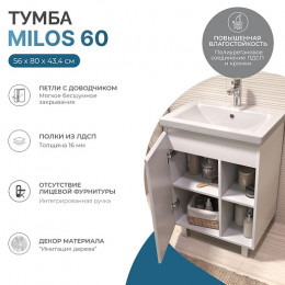Vigo Тумба c раковиной Milos 600-1-0 белая матовая