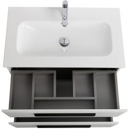 Cezares Тумба с раковиной Eco Cer-N 80 bianco opaco CZR-8073-80 ручки матовые чёрные