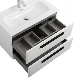 Cezares Тумба с раковиной Eco Cer-N 80 bianco opaco CZR-8073-80 ручки матовые чёрные