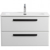 Cezares Тумба с раковиной Eco Cer-N 80 bianco opaco CZR-8073-80 ручки матовые чёрные