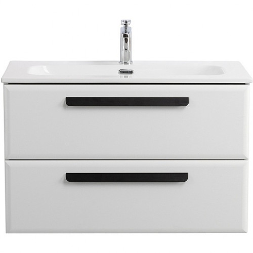 Cezares Тумба с раковиной Eco Cer-N 80 bianco opaco CZR-8073-80 ручки матовые чёрные