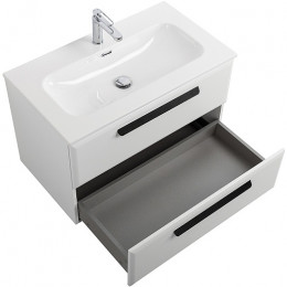 Cezares Тумба с раковиной Eco Cer-N 80 bianco opaco CZR-8073-80 ручки матовые чёрные
