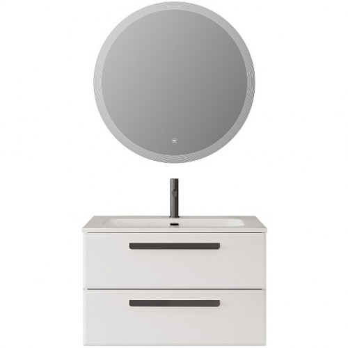 Cezares Тумба с раковиной Eco Cer-N 80 bianco opaco CZR-8073-80 ручки матовые чёрные