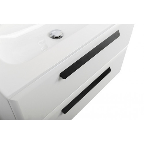 Cezares Тумба с раковиной Eco Cer-N 80 bianco opaco CZR-8073-80 ручки матовые чёрные