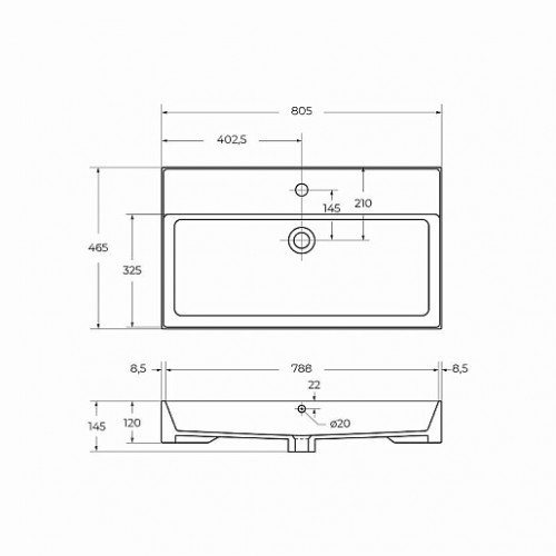 BelBagno Тумба с раковиной Molveno-46 80 подвесная ossido