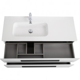 Cezares Тумба с раковиной Eco Cer-N 120 L bianco lucido CZR-8095-120-L ручки чёрные