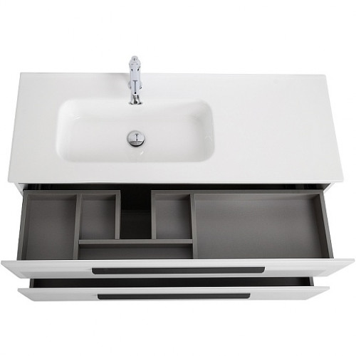 Cezares Тумба с раковиной Eco Cer-N 120 L bianco lucido CZR-8095-120-L ручки чёрные