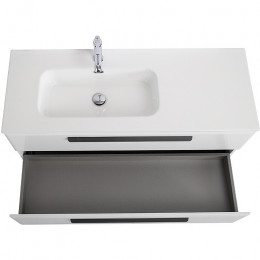 Cezares Тумба с раковиной Eco Cer-N 120 L bianco lucido CZR-8095-120-L ручки чёрные