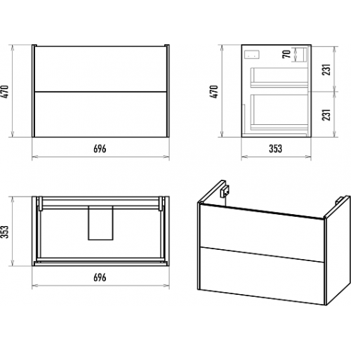 Brevita Тумба с раковиной Toy 70 белая