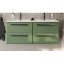Cezares Тумба с раковиной Eco Cer-N 120 с 4 ящиками фисташковый софт CZR-8095-120-2 ручки матовые чёрные