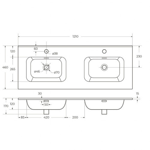 Cezares Тумба с раковиной Eco Cer-N 120 с 4 ящиками фисташковый софт CZR-8095-120-2 ручки матовые чёрные