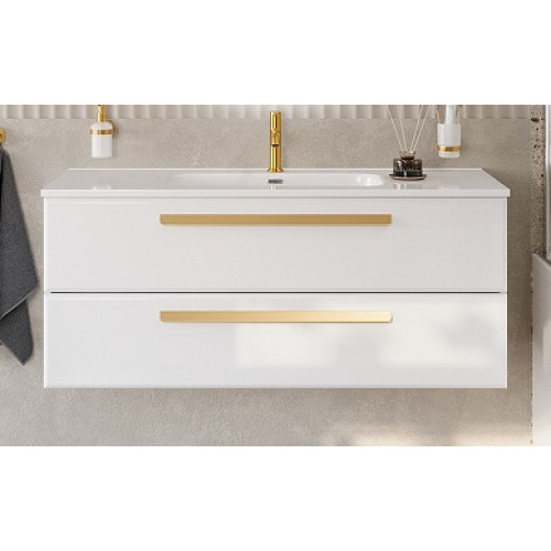 Cezares Тумба с раковиной Eco Cer-N 120 bianco lucido CZR-8095-120 ручки сатиновое золото