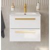 Cezares Тумба с раковиной Eco Cer-N 60 bianco opaco CZR-8073-60 ручки сатиновое золото