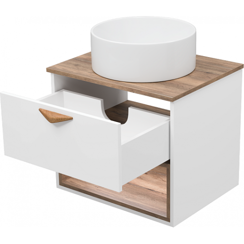 Brevita Тумба с раковиной Bergen 60 подвесная дуб галифакс олово/белая