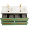 Cezares Тумба с раковиной Eco Cer-N 120 с 4 ящиками фисташковый софт CZR-8095-120-2 ручки сатиновое золото