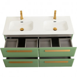 Cezares Тумба с раковиной Eco Cer-N 120 с 4 ящиками фисташковый софт CZR-8095-120-2 ручки сатиновое золото