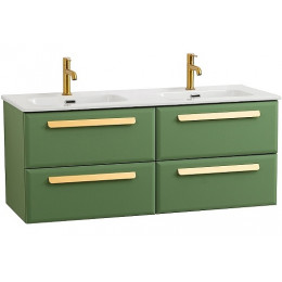 Cezares Тумба с раковиной Eco Cer-N 120 с 4 ящиками фисташковый софт CZR-8095-120-2 ручки сатиновое золото