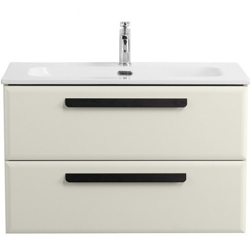 Cezares Тумба с раковиной Eco Cer-N 80 брашированная альпака CZR-8073-80 ручки матовые чёрные