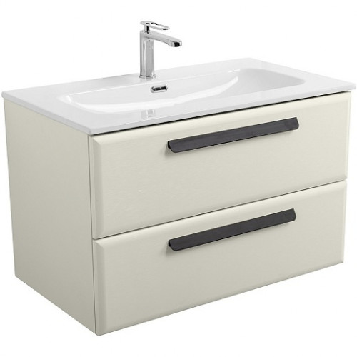 Cezares Тумба с раковиной Eco Cer-N 80 брашированная альпака CZR-8073-80 ручки матовые чёрные