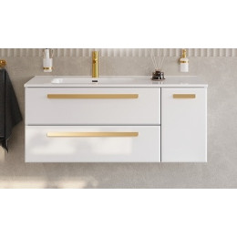 Cezares Тумба с раковиной Eco Cer-N 120-1 L bianco lucido CZR-8095-120-L ручки сатиновое золото