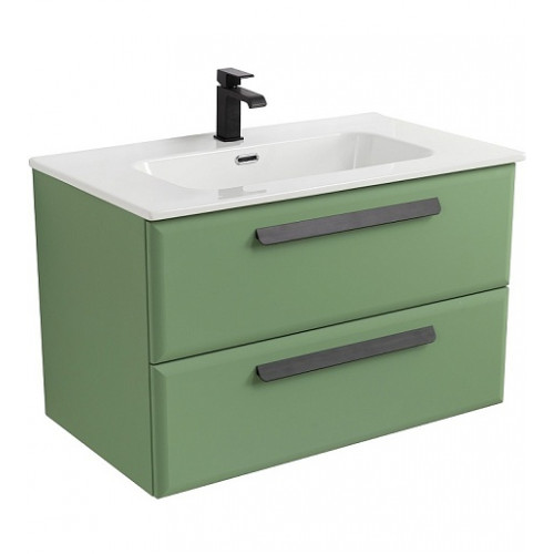 Cezares Тумба с раковиной Eco Cer-N 80 фисташковый софт CZR-8095-80 ручки матовые чёрные