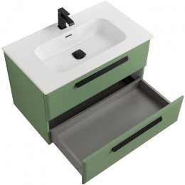 Cezares Тумба с раковиной Eco Cer-N 80 фисташковый софт CZR-8095-80 ручки матовые чёрные