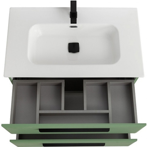 Cezares Тумба с раковиной Eco Cer-N 80 фисташковый софт CZR-8095-80 ручки матовые чёрные
