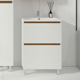 Viant Тумба с раковиной Мальта 60 белая/дуб вотан