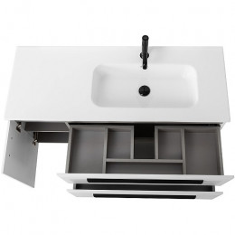 Cezares Тумба с раковиной Eco Cer-N 120-1 R bianco lucido CZR-8095-120-R ручки матовые чёрные