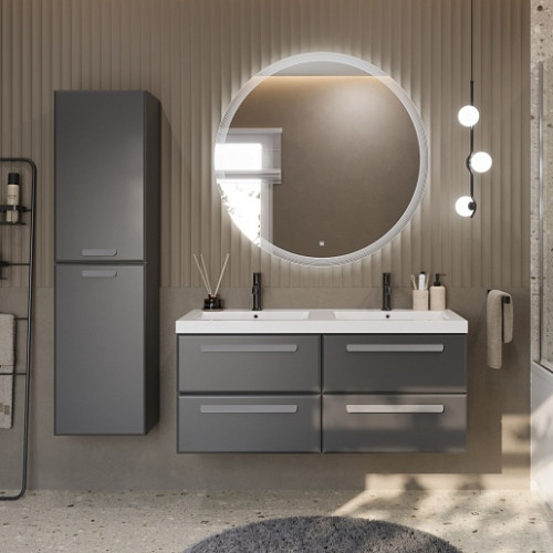 Cezares Тумба с раковиной Eco 120 с 4 ящиками grafito ручки серые