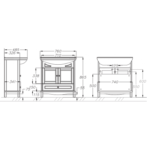 Opadiris Тумба с раковиной Омега 75 белая матовая