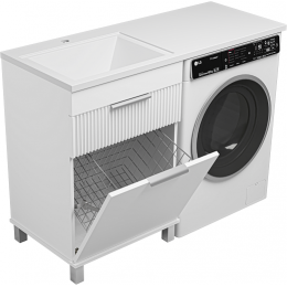 Brevita Тумба с раковиной Enfida 120 L Гавана под стиральную машину с б/к белая