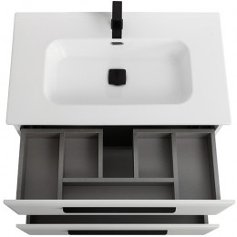 Cezares Тумба с раковиной Eco Cer-N 80 bianco lucido CZR-8095-80 ручки чёрные