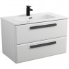 Cezares Тумба с раковиной Eco Cer-N 80 bianco lucido CZR-8095-80 ручки чёрные