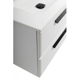 Cezares Тумба с раковиной Eco Cer-N 80 bianco lucido CZR-8095-80 ручки чёрные