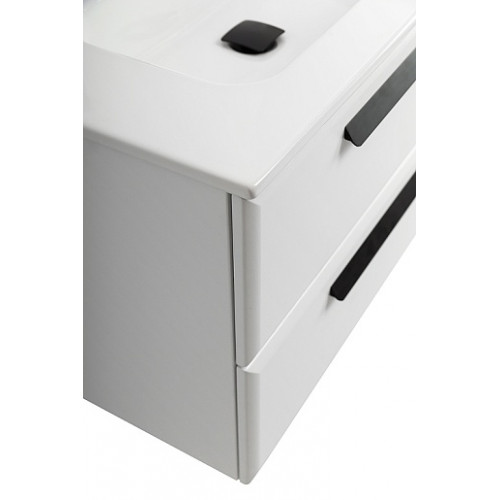 Cezares Тумба с раковиной Eco Cer-N 80 bianco lucido CZR-8095-80 ручки чёрные
