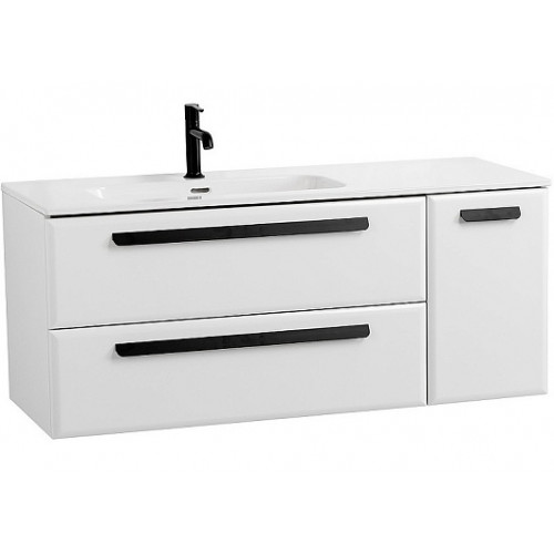 Cezares Тумба с раковиной Eco Cer-N 120-1 L bianco lucido CZR-8095-120-L ручки чёрные