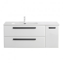 Cezares Тумба с раковиной Eco Cer-N 120-1 L bianco lucido CZR-8095-120-L ручки чёрные