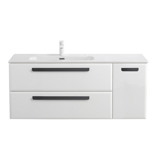 Cezares Тумба с раковиной Eco Cer-N 120-1 L bianco lucido CZR-8095-120-L ручки чёрные