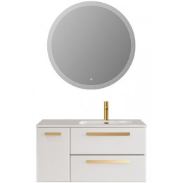 Cezares Тумба с раковиной Eco Cer-N 100-1 R bianco lucido CZR-8095-100-R ручки сатиновое золото