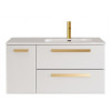 Cezares Тумба с раковиной Eco Cer-N 100-1 R bianco lucido CZR-8095-100-R ручки сатиновое золото