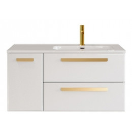Cezares Тумба с раковиной Eco Cer-N 100-1 R bianco lucido CZR-8095-100-R ручки сатиновое золото