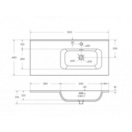 Cezares Тумба с раковиной Eco Cer-N 100-1 R bianco lucido CZR-8095-100-R ручки сатиновое золото