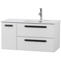 Cezares Тумба с раковиной Eco Cer-N 100-1 R bianco lucido CZR-8095-100-R ручки матовые чёрные
